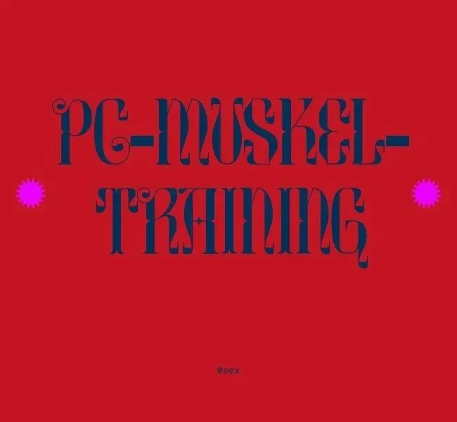 red background, blue letter "PC-Muskeltraining
