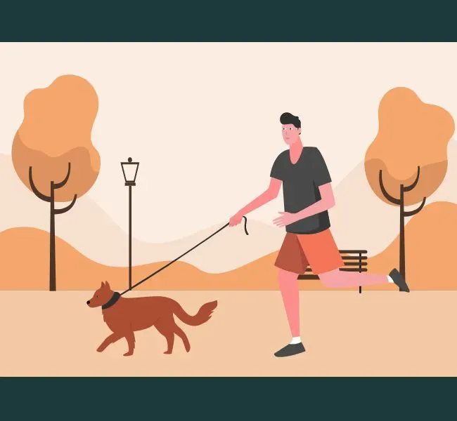 Man takes his dog for a walk